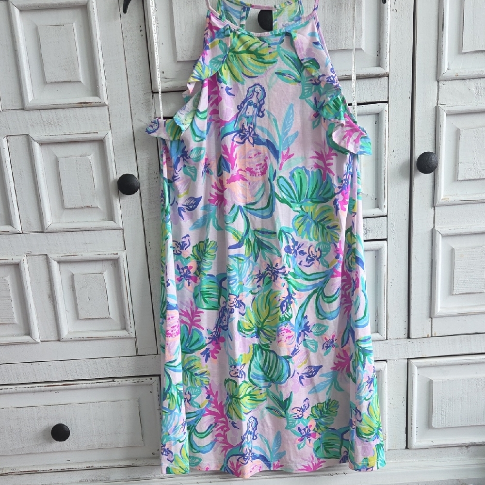 Tropical Print Halter Dress